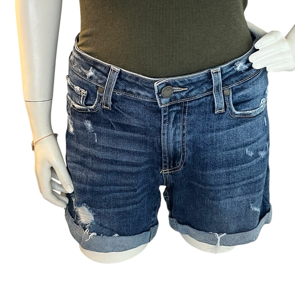 PAIGE Parker Destructed Cliff’s Edge Denim Women’s Cuffed Shorts size 24 Grunge